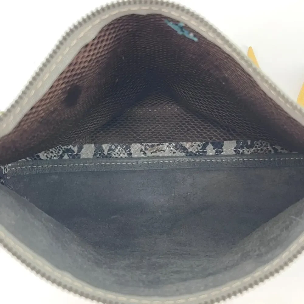 Snakeskin Clutch with Leather Zipper Pull‎ and Bead Detail Rare